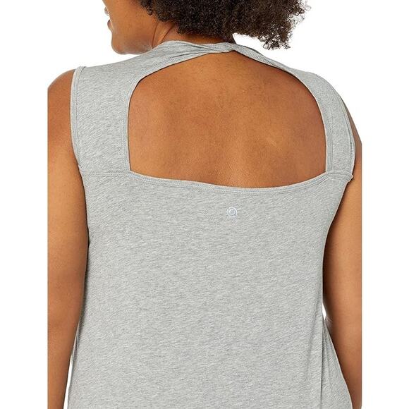 Core 10 Women's XS Gray Soft Cotton Open Back Sleeveless Yoga Tank Open Back Top - Picture 7 of 7